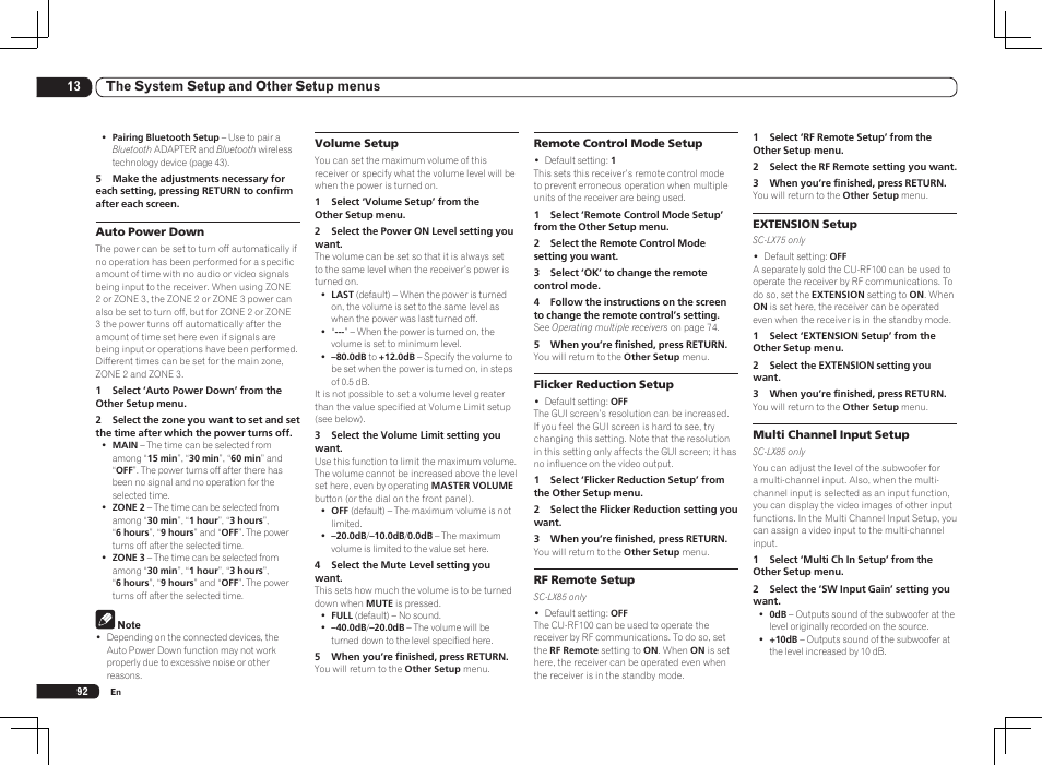 Pioneer SC-LX85 User Manual | Page 92 / 122