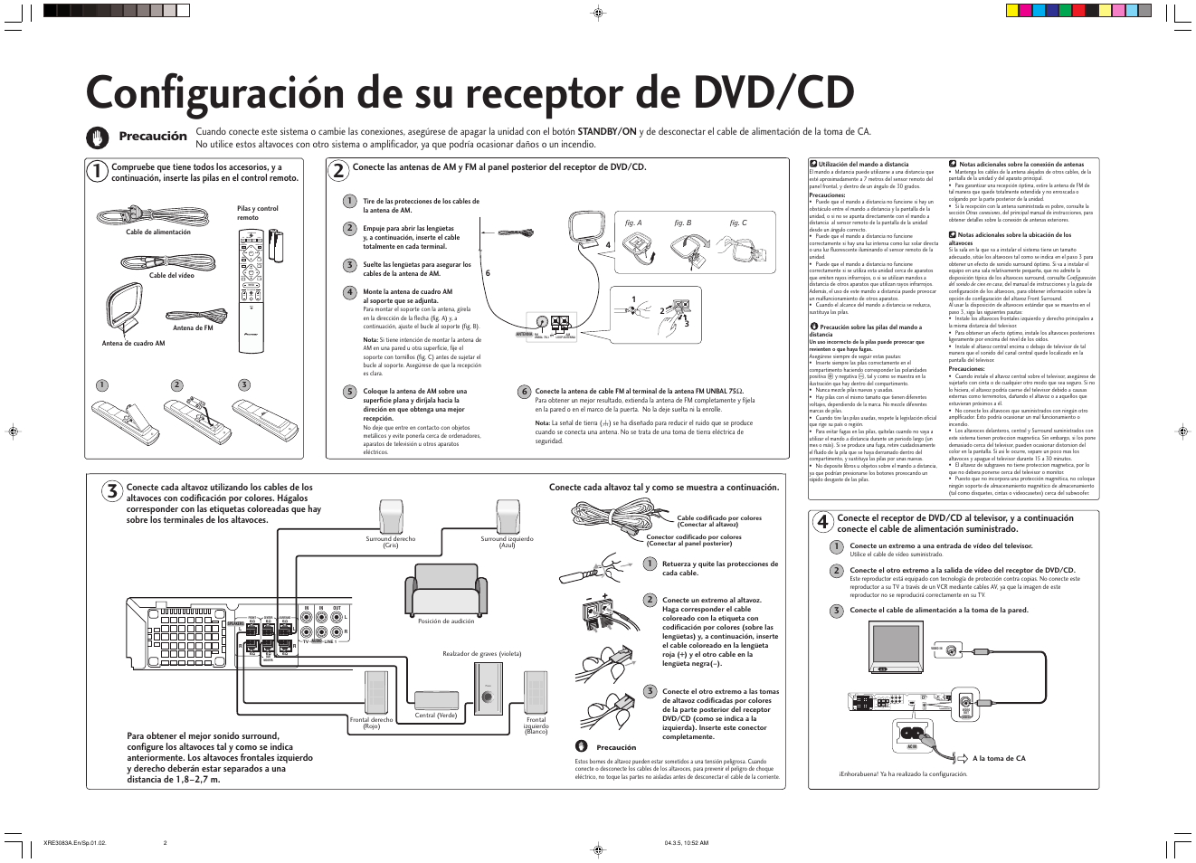 Configuración de su receptor de dvd/cd | Pioneer DCS-323 User Manual | Page 2 / 2