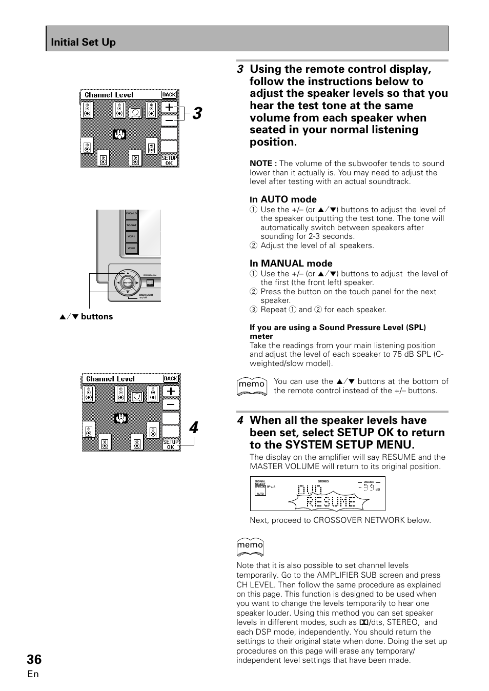 Initial set up, N auto mode | Pioneer VSA-E08 User Manual | Page 36 / 78