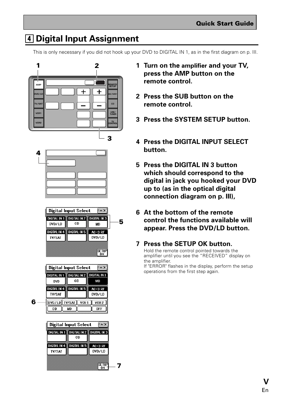 44 digital input assignment, 31 turn on the, Quick start guide | Amplifier | Pioneer VSA-E08 User Manual | Page 5 / 78