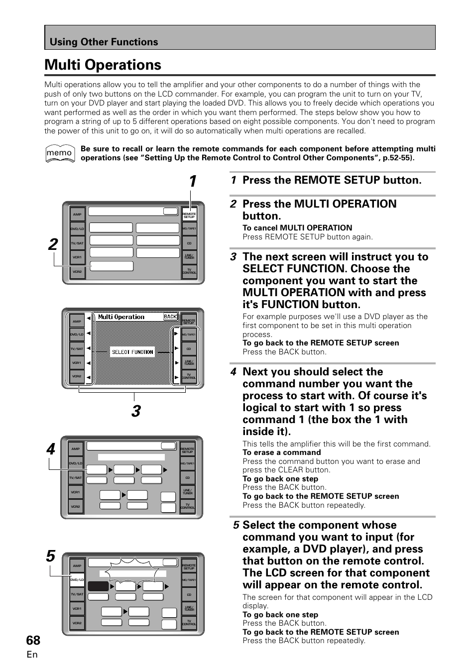 Multi operations, Using other functions | Pioneer VSA-E08 User Manual | Page 68 / 78