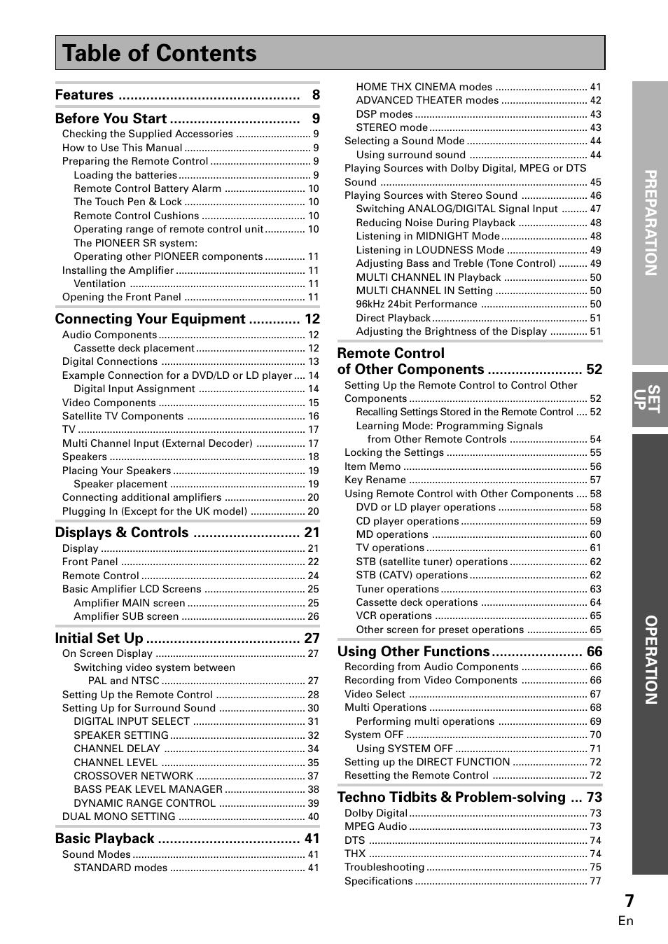 Pioneer VSA-E08 User Manual | Page 7 / 78