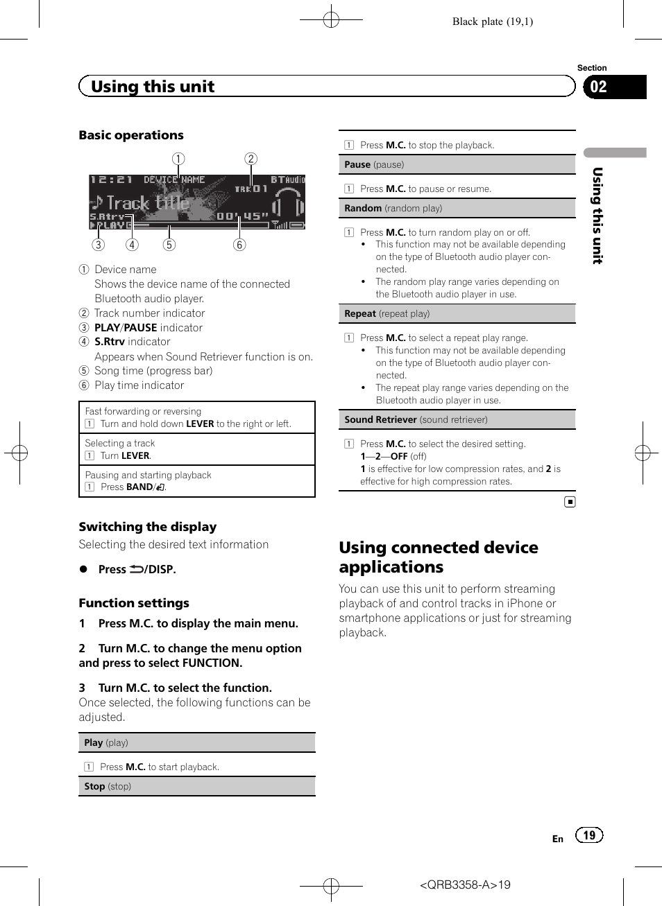 Using connected device applications, Using this unit | Pioneer DEH-X8600BT User Manual | Page 19 / 40