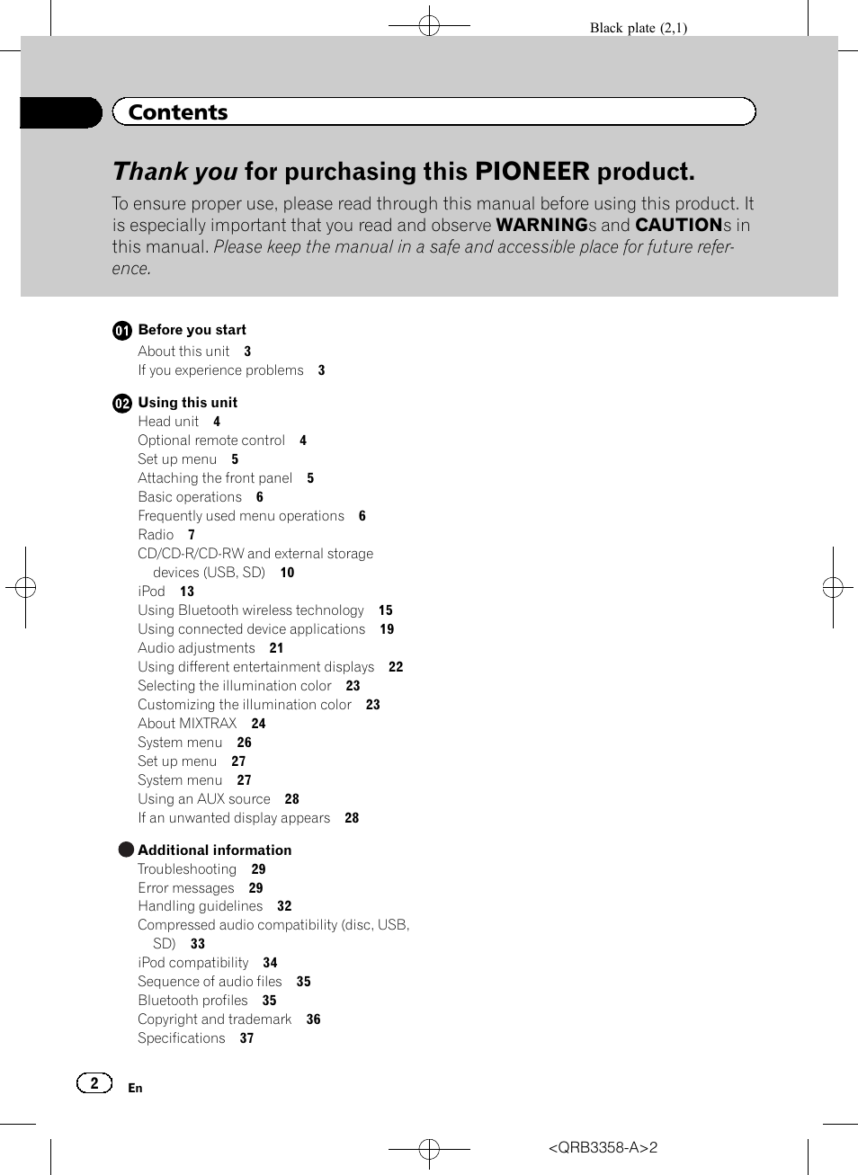 Pioneer DEH-X8600BT User Manual | Page 2 / 40