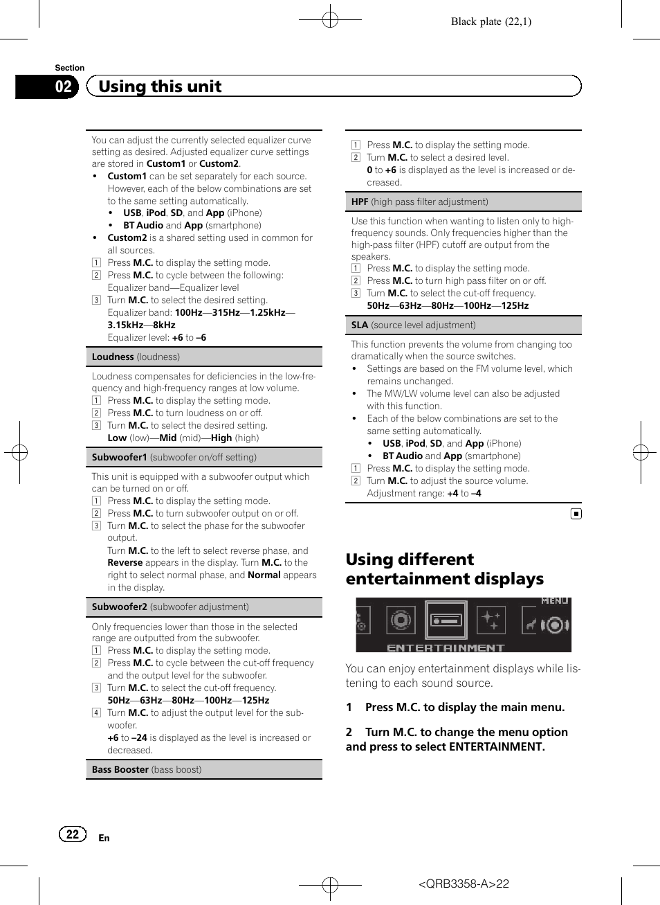 Using different entertainment displays, 02 using this unit | Pioneer DEH-X8600BT User Manual | Page 22 / 40