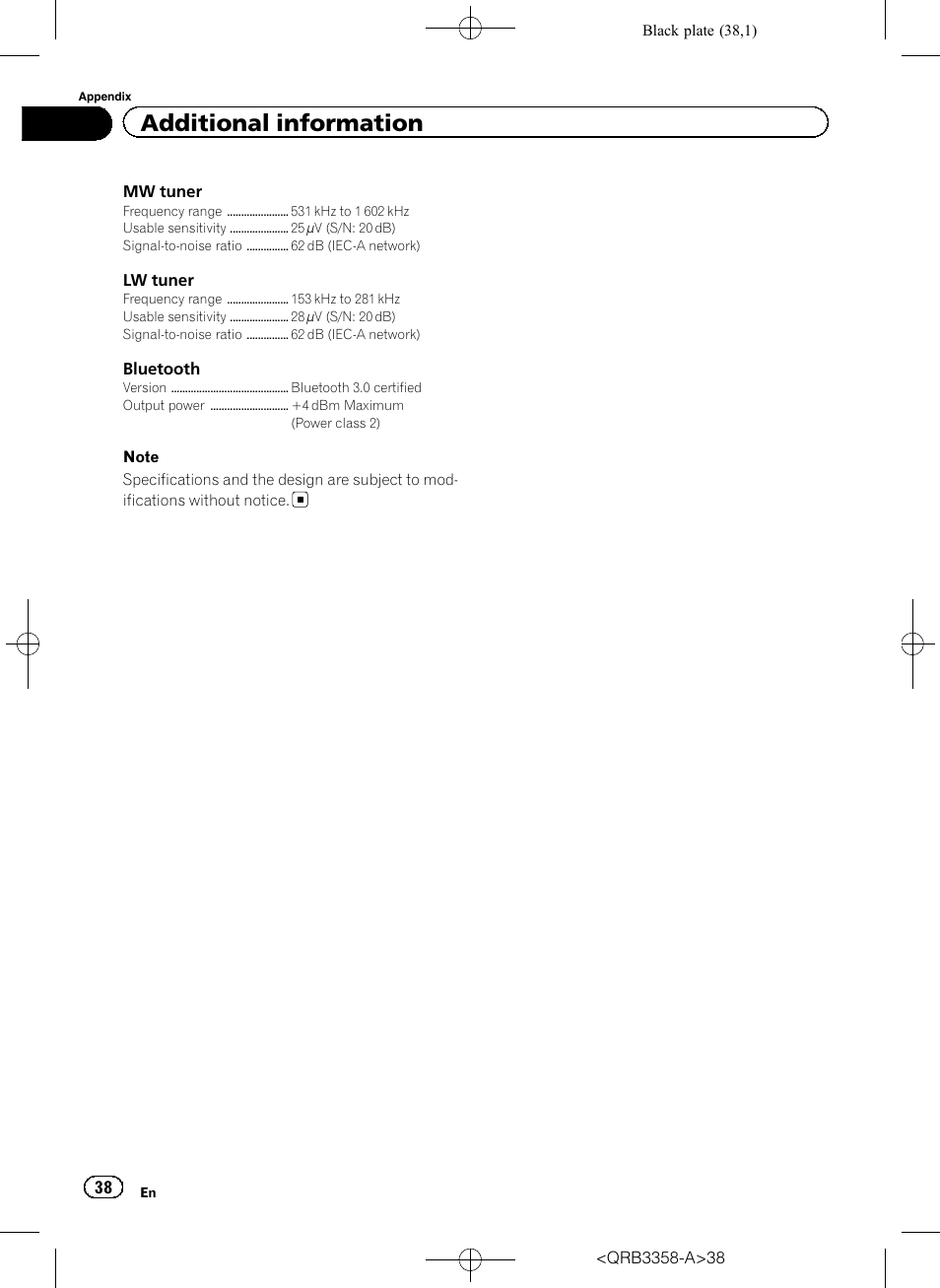 Additional information | Pioneer DEH-X8600BT User Manual | Page 38 / 40