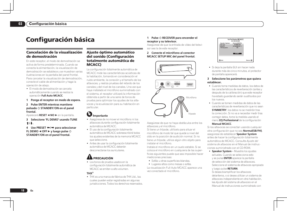 Configuración básica, 03 configuración básica, Cancelación de la visualización de demostración | Pioneer VSX-1021 User Manual | Page 126 / 156