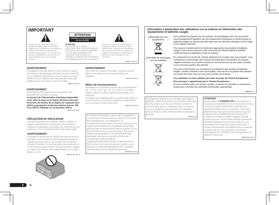 Important | Pioneer VSX-1021 User Manual | Page 22 / 156