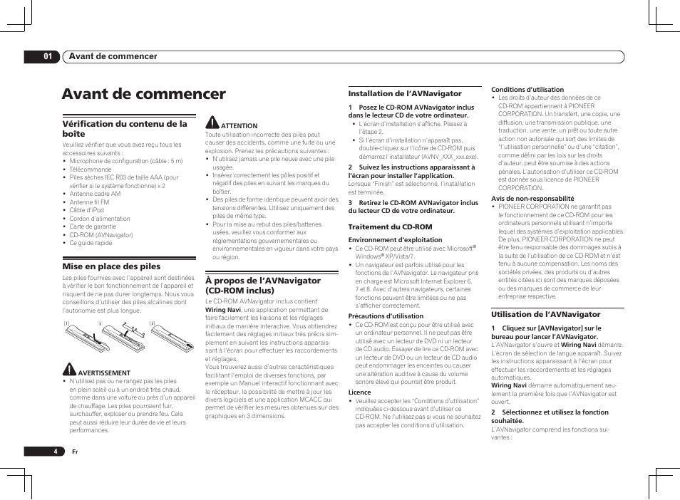 Avant de commencer | Pioneer VSX-1021 User Manual | Page 24 / 156