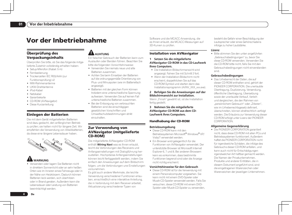 Vor der inbetriebnahme | Pioneer VSX-1021 User Manual | Page 46 / 156