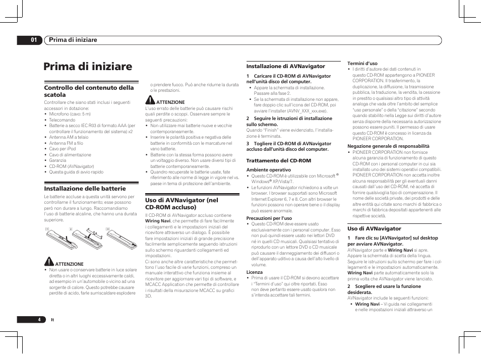 Prima di iniziare | Pioneer VSX-1021 User Manual | Page 68 / 156