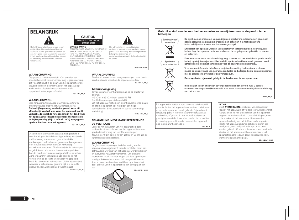 Belangrijk | Pioneer VSX-1021 User Manual | Page 88 / 156
