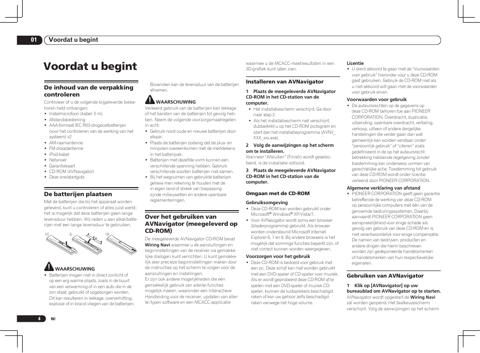 Voordat u begint | Pioneer VSX-1021 User Manual | Page 90 / 156