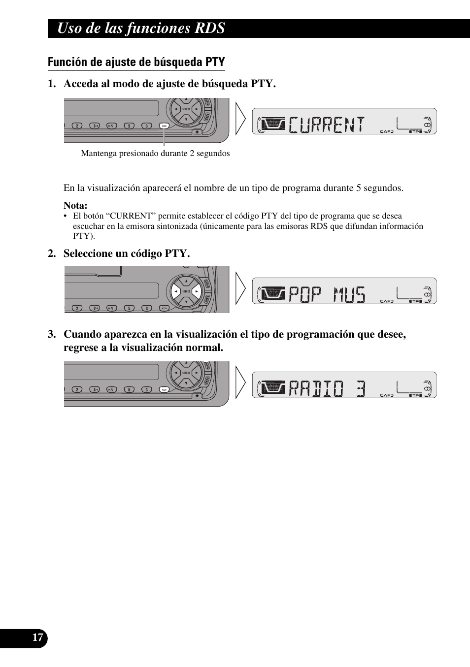 Función de ajuste de búsqueda pty, Uso de las funciones rds | Pioneer KEH-P4010R User Manual | Page 50 / 100