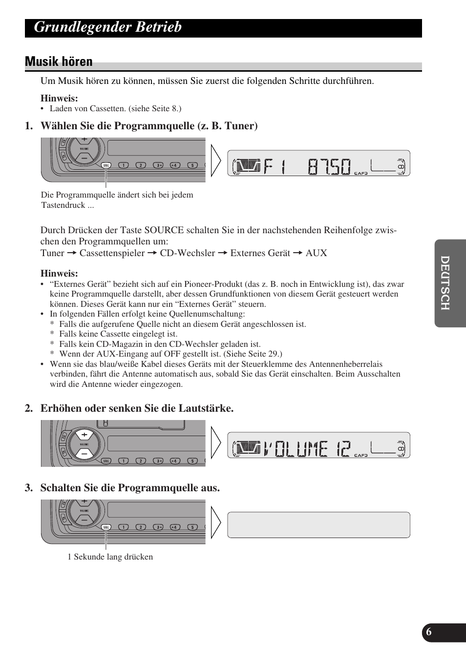 Grundlegender betrieb, Musik hören | Pioneer KEH-P4010R User Manual | Page 71 / 100