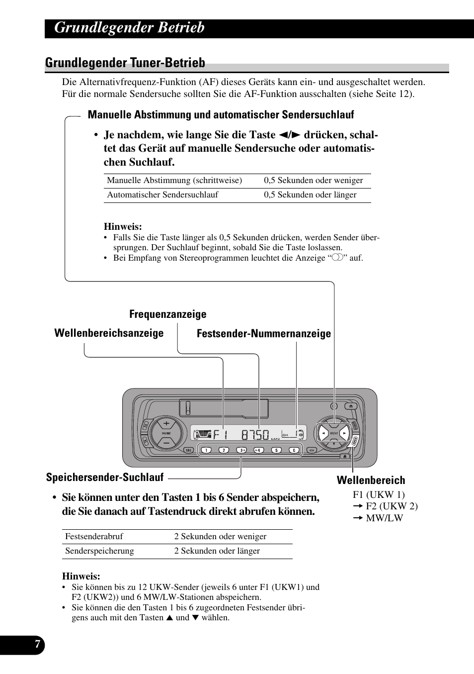 Grundlegender tuner-betrieb, Speichersender-suchlauf, Wellenbereich | Grundlegender betrieb | Pioneer KEH-P4010R User Manual | Page 72 / 100