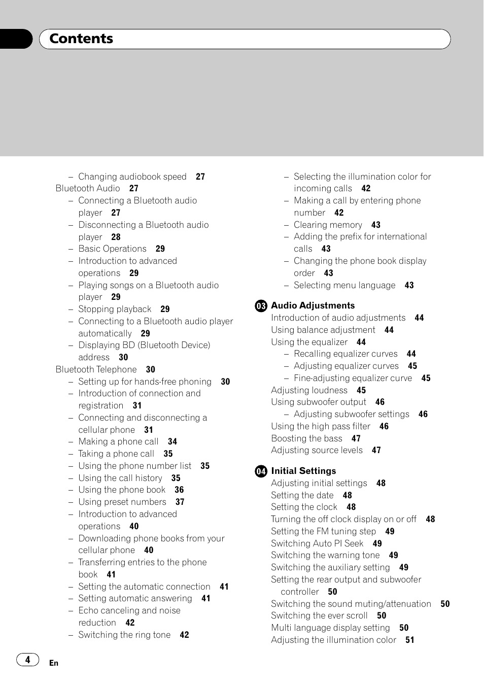Pioneer DEH-P700BT User Manual | Page 4 / 72