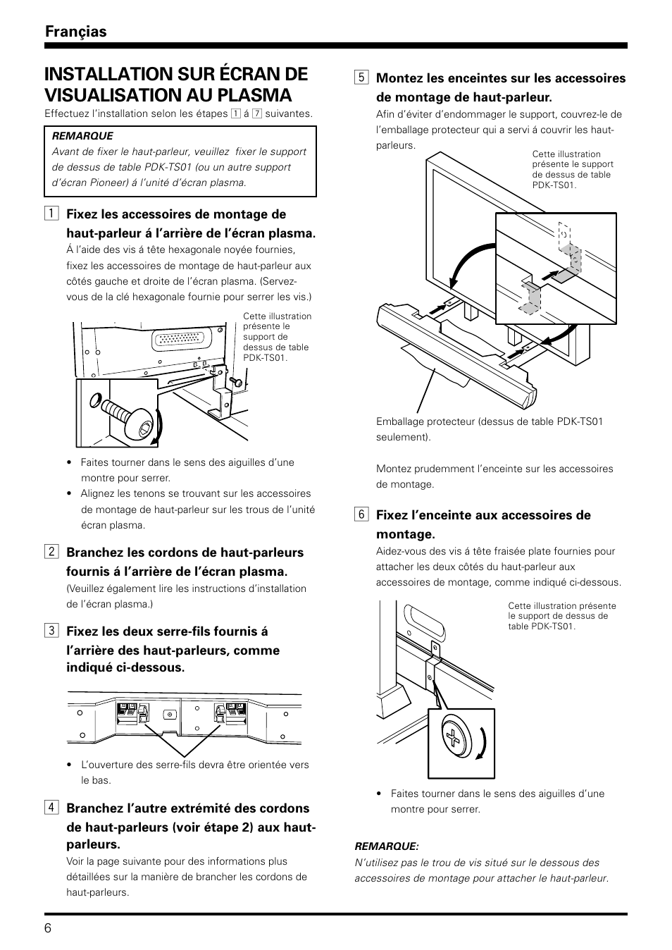 Installation sur écran de visualisation au plasma, Françias | Pioneer PDP-S08 User Manual | Page 6 / 20