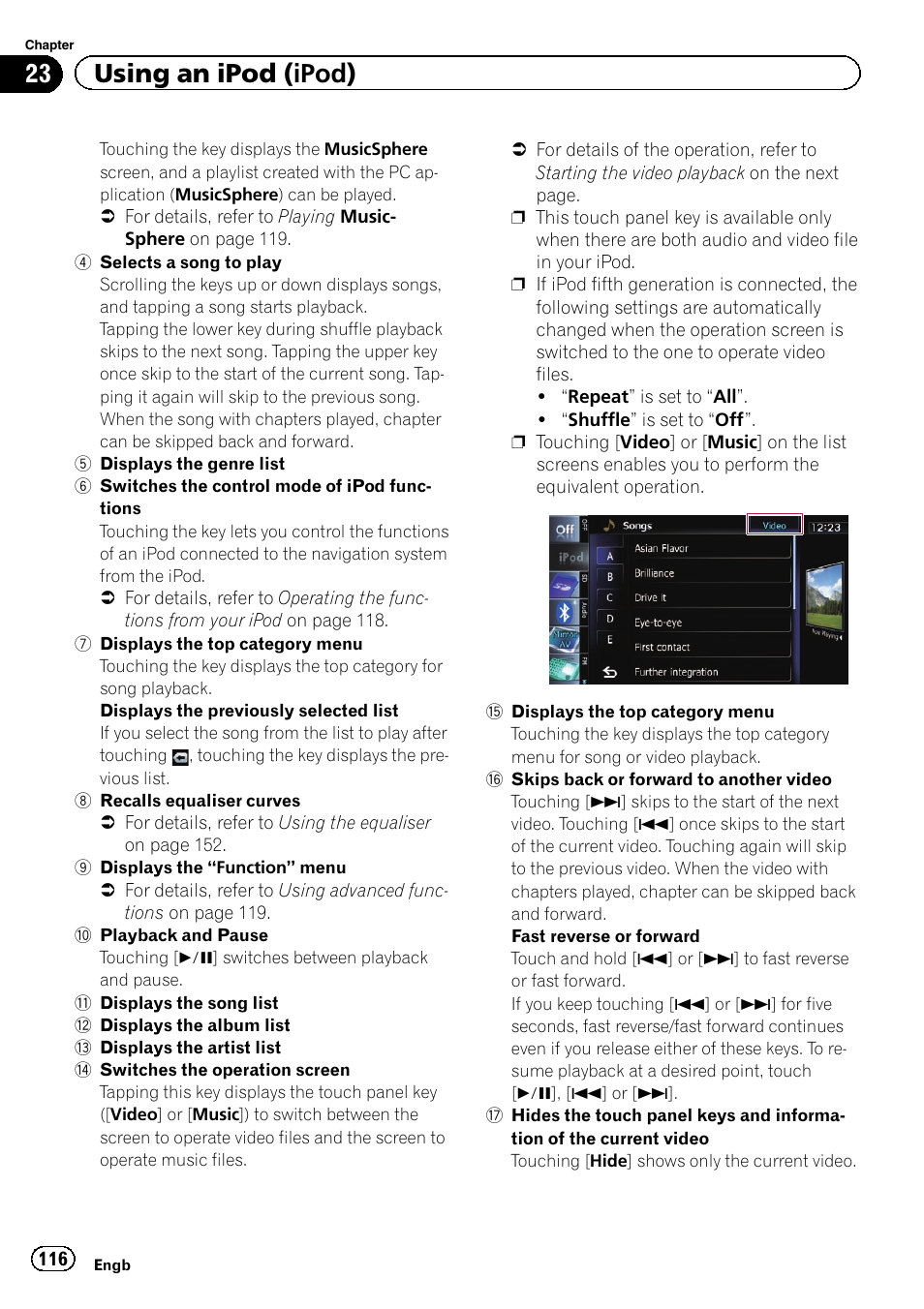 23 using an ipod (ipod) | Pioneer AVIC-F9310BT User Manual | Page 116 / 208
