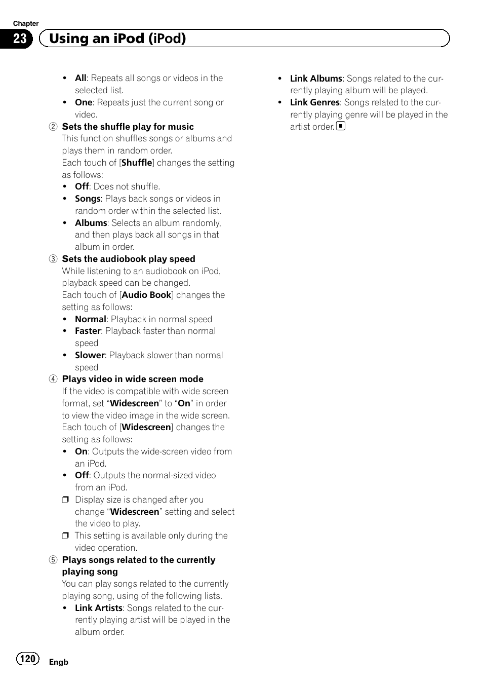 Sets the shuffle, 23 using an ipod (ipod) | Pioneer AVIC-F9310BT User Manual | Page 120 / 208