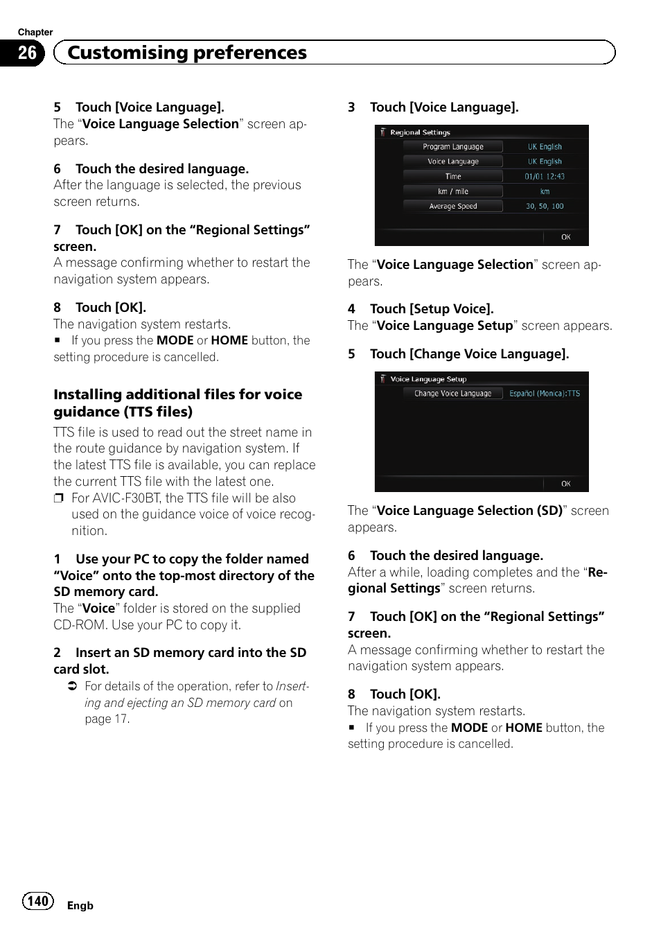26 customising preferences | Pioneer AVIC-F9310BT User Manual | Page 140 / 208
