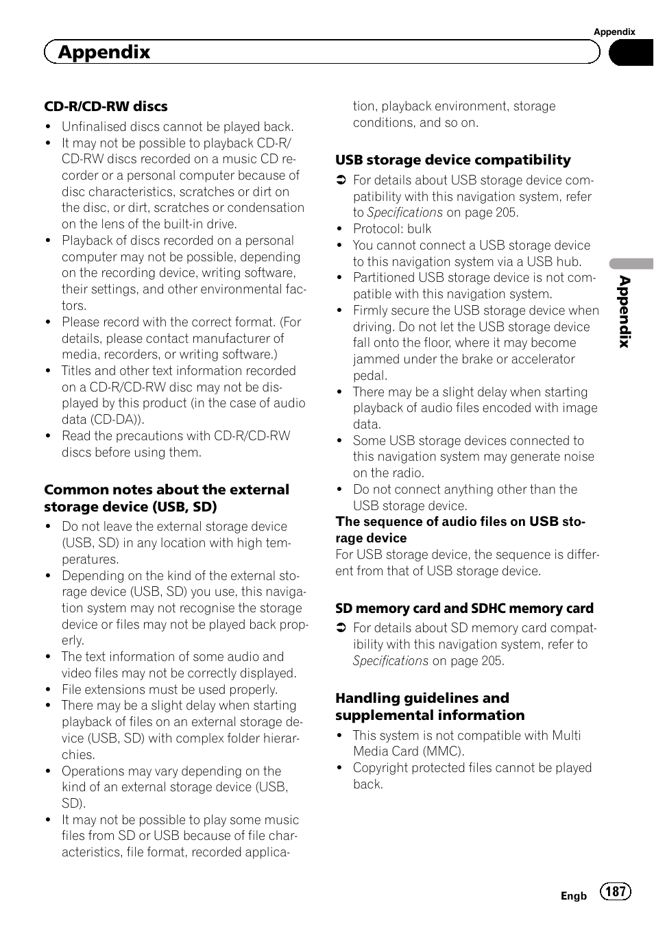 Appendix | Pioneer AVIC-F9310BT User Manual | Page 187 / 208