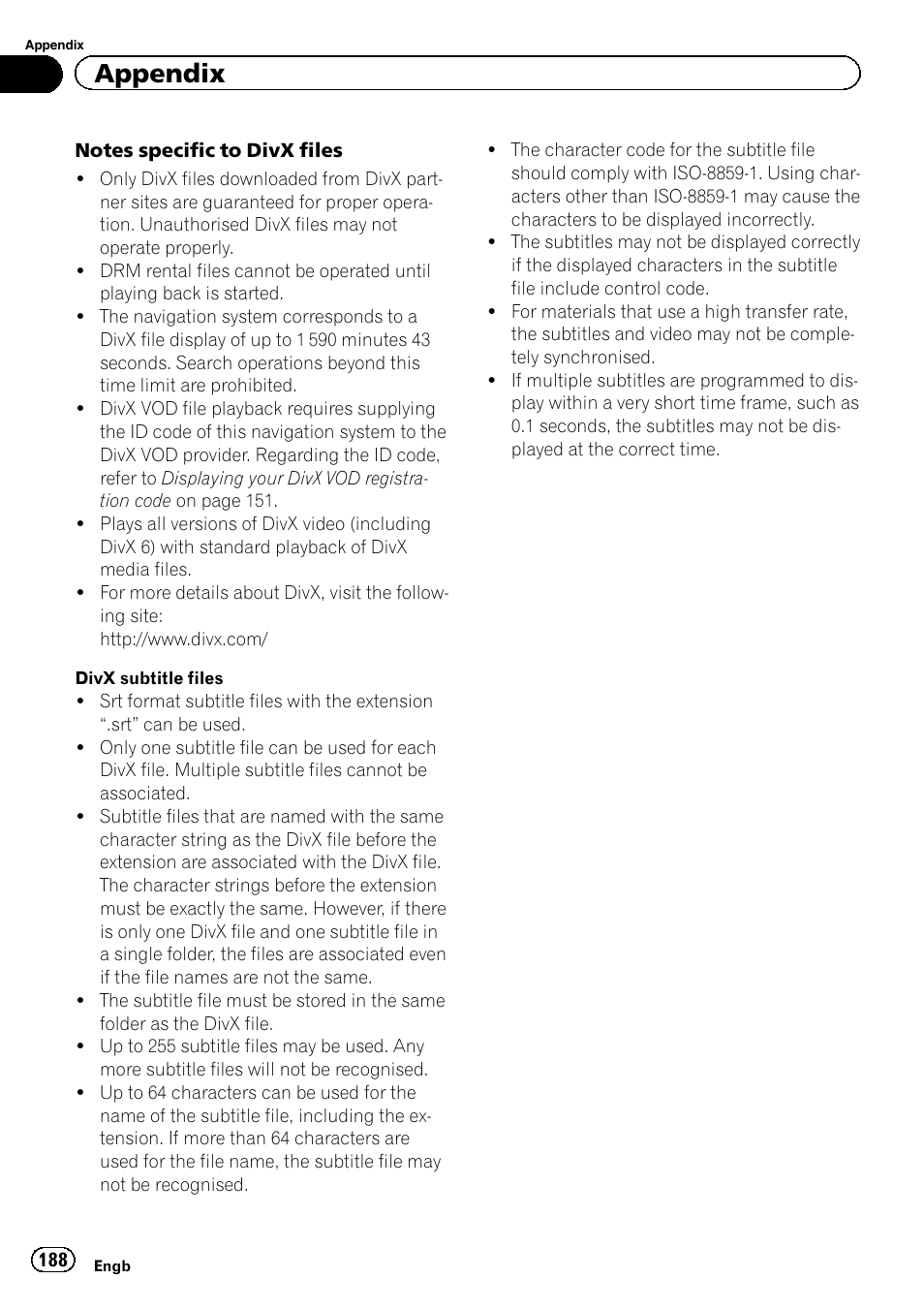 Appendix | Pioneer AVIC-F9310BT User Manual | Page 188 / 208