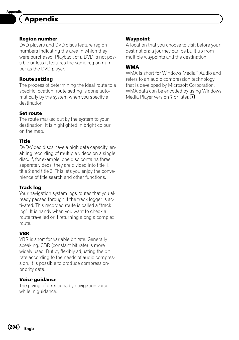 Appendix | Pioneer AVIC-F9310BT User Manual | Page 204 / 208