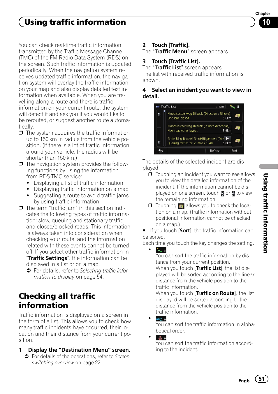 Checking all traffic information, Using traffic information | Pioneer AVIC-F9310BT User Manual | Page 51 / 208