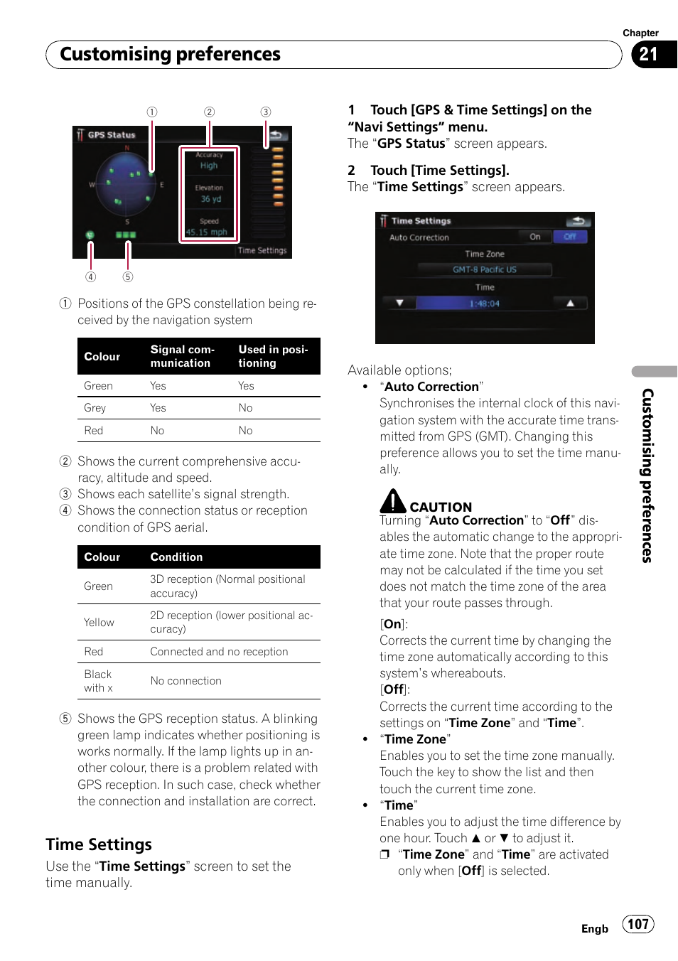 Time settings 107, Customising preferences, Time settings | Customising prefe rences | Pioneer AVIC-F910BT User Manual | Page 107 / 170