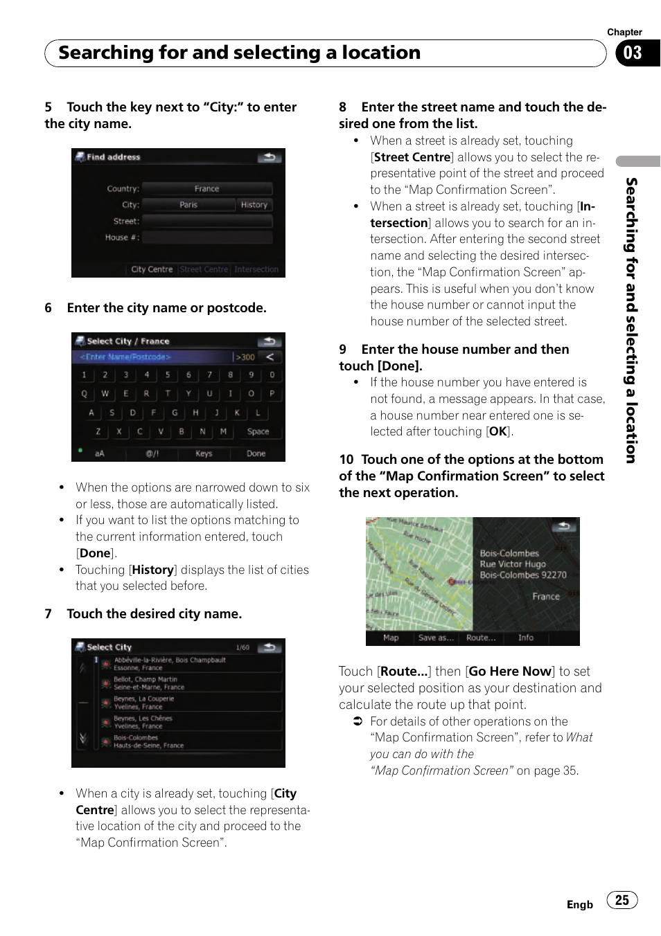 Searching for and selecting a location | Pioneer AVIC-F910BT User Manual | Page 25 / 170