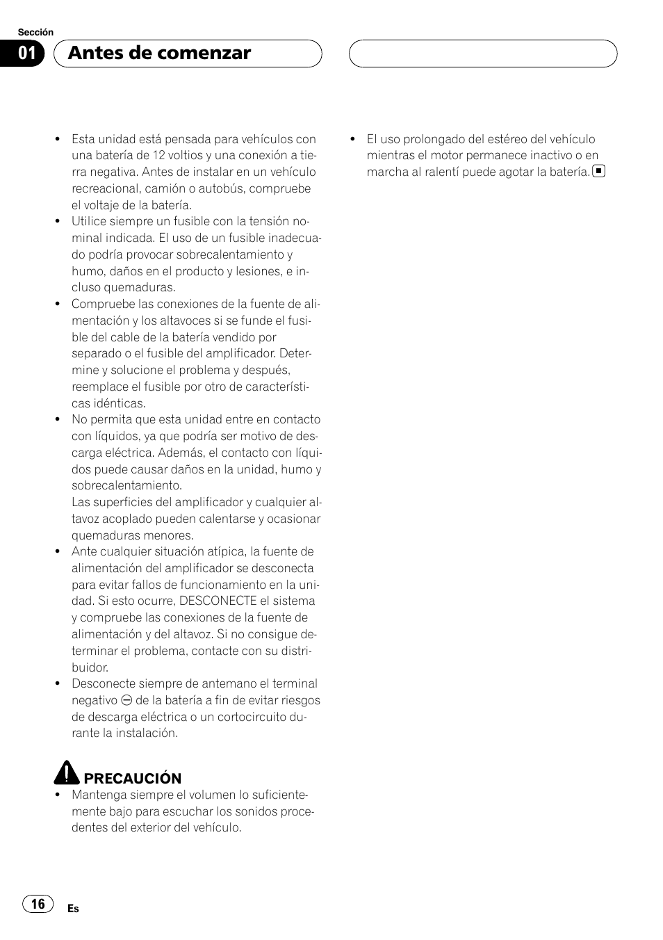 Antes de comenzar | Pioneer GM-5400T User Manual | Page 16 / 96