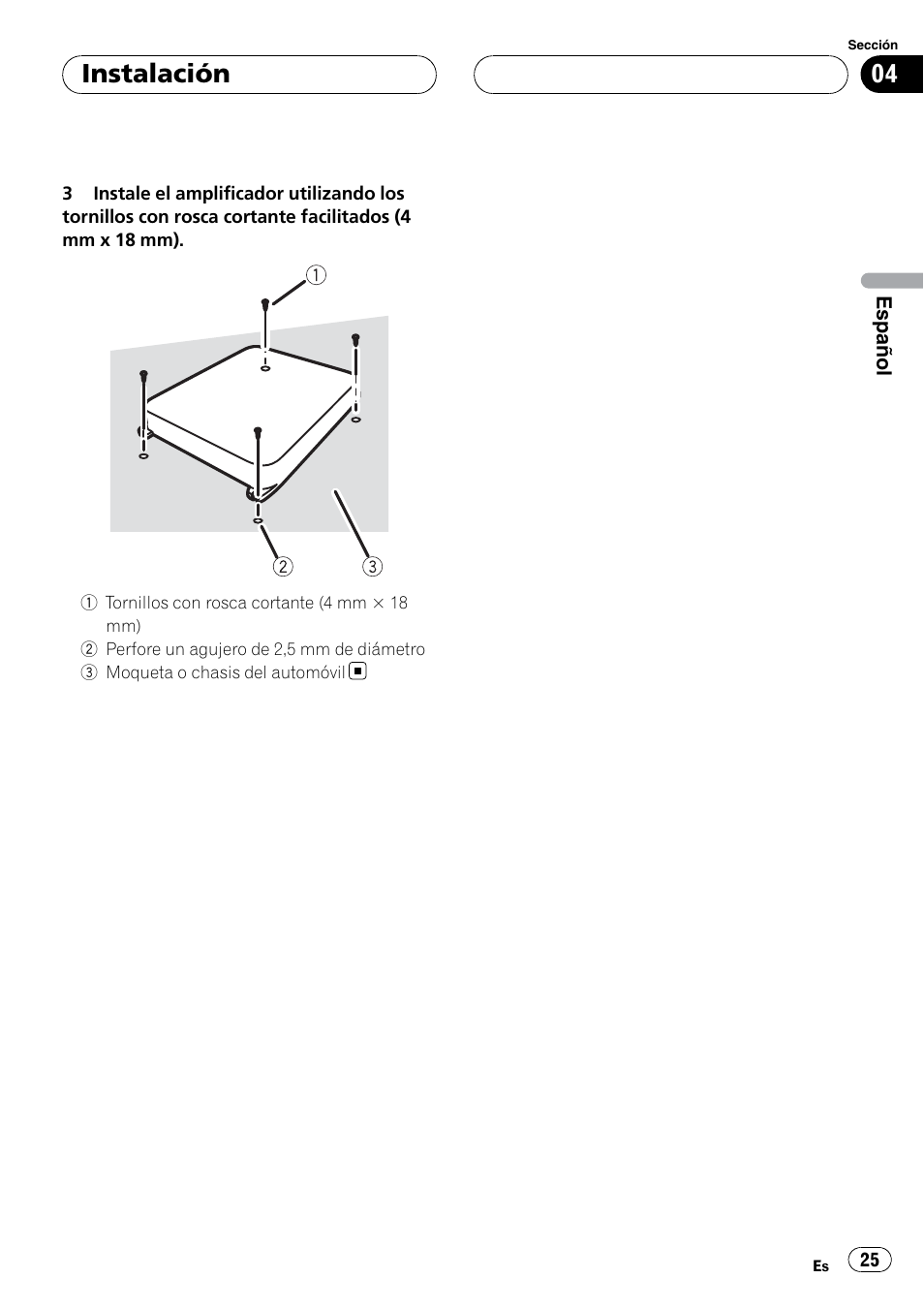 Instalación | Pioneer GM-5400T User Manual | Page 25 / 96
