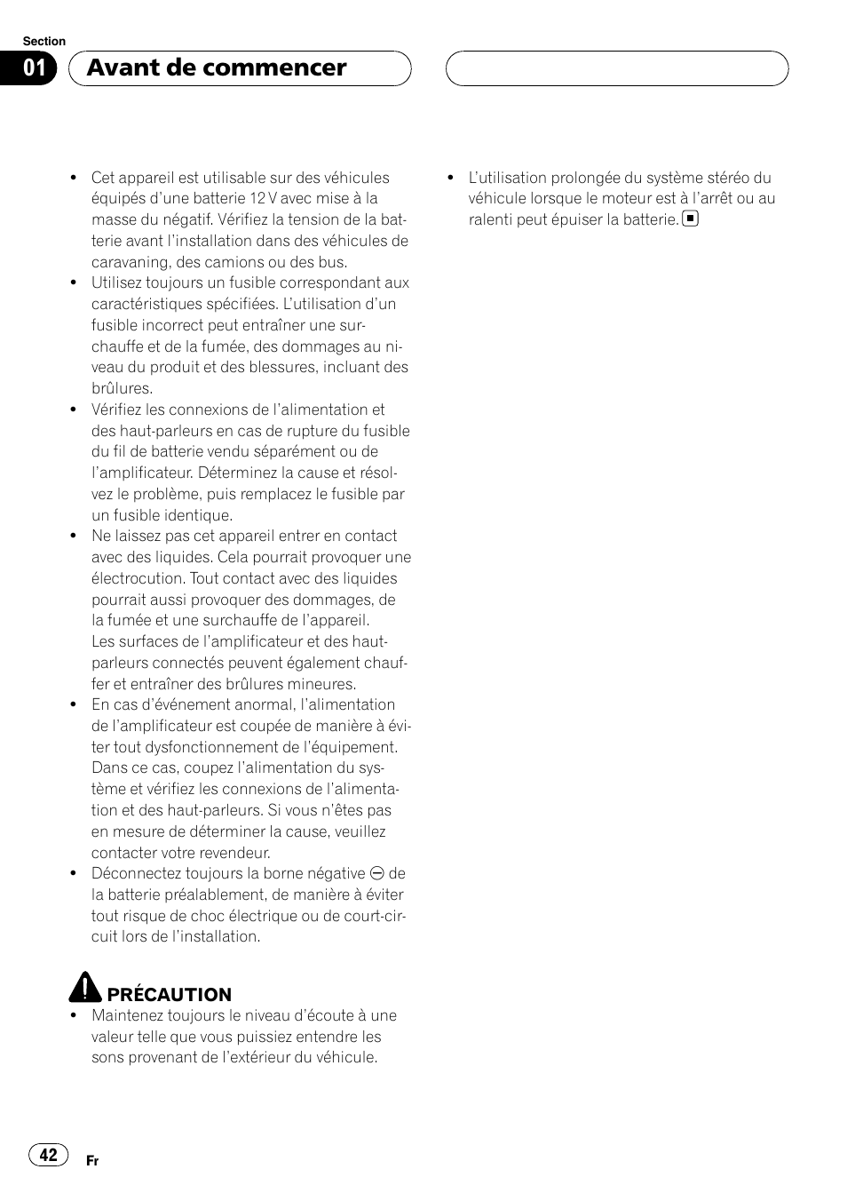 Avant de commencer | Pioneer GM-5400T User Manual | Page 42 / 96
