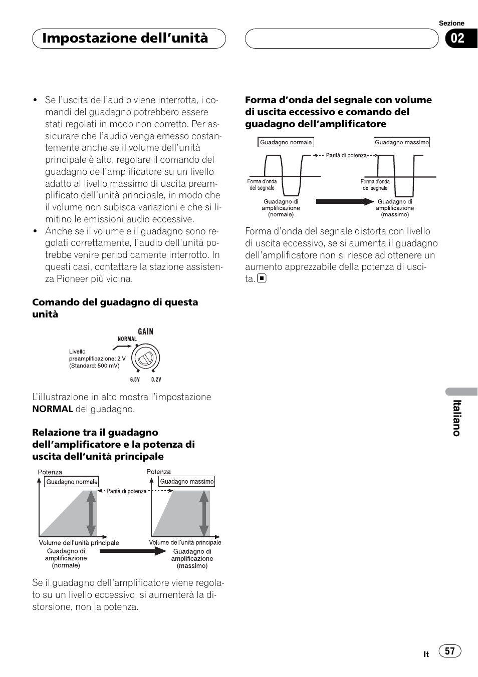 Impostazione dell ’unità | Pioneer GM-5400T User Manual | Page 57 / 96