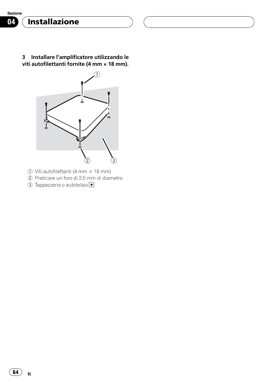 Installazione | Pioneer GM-5400T User Manual | Page 64 / 96