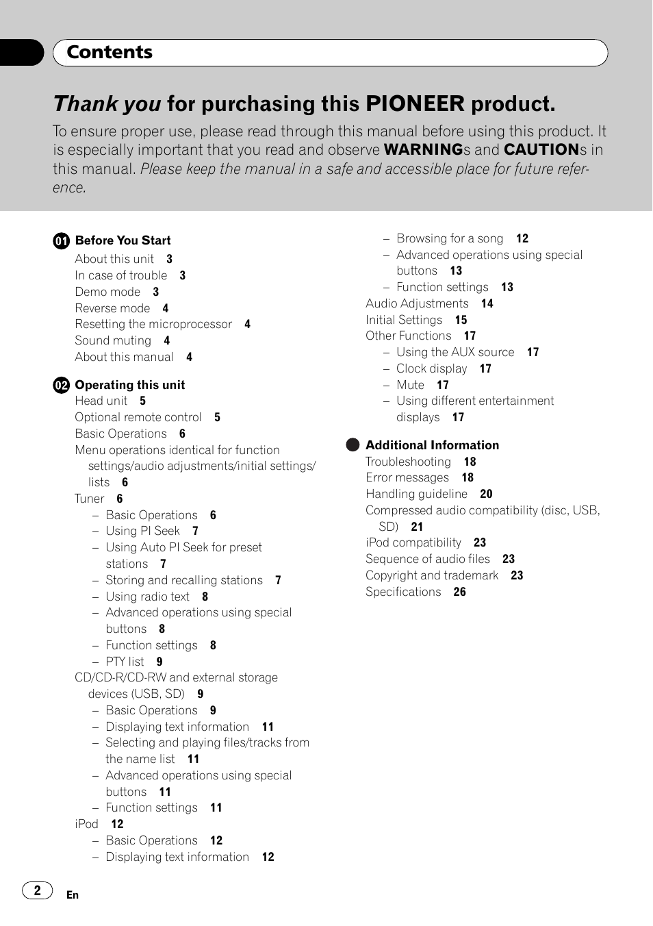 Pioneer DEH-7200SD User Manual | Page 2 / 28