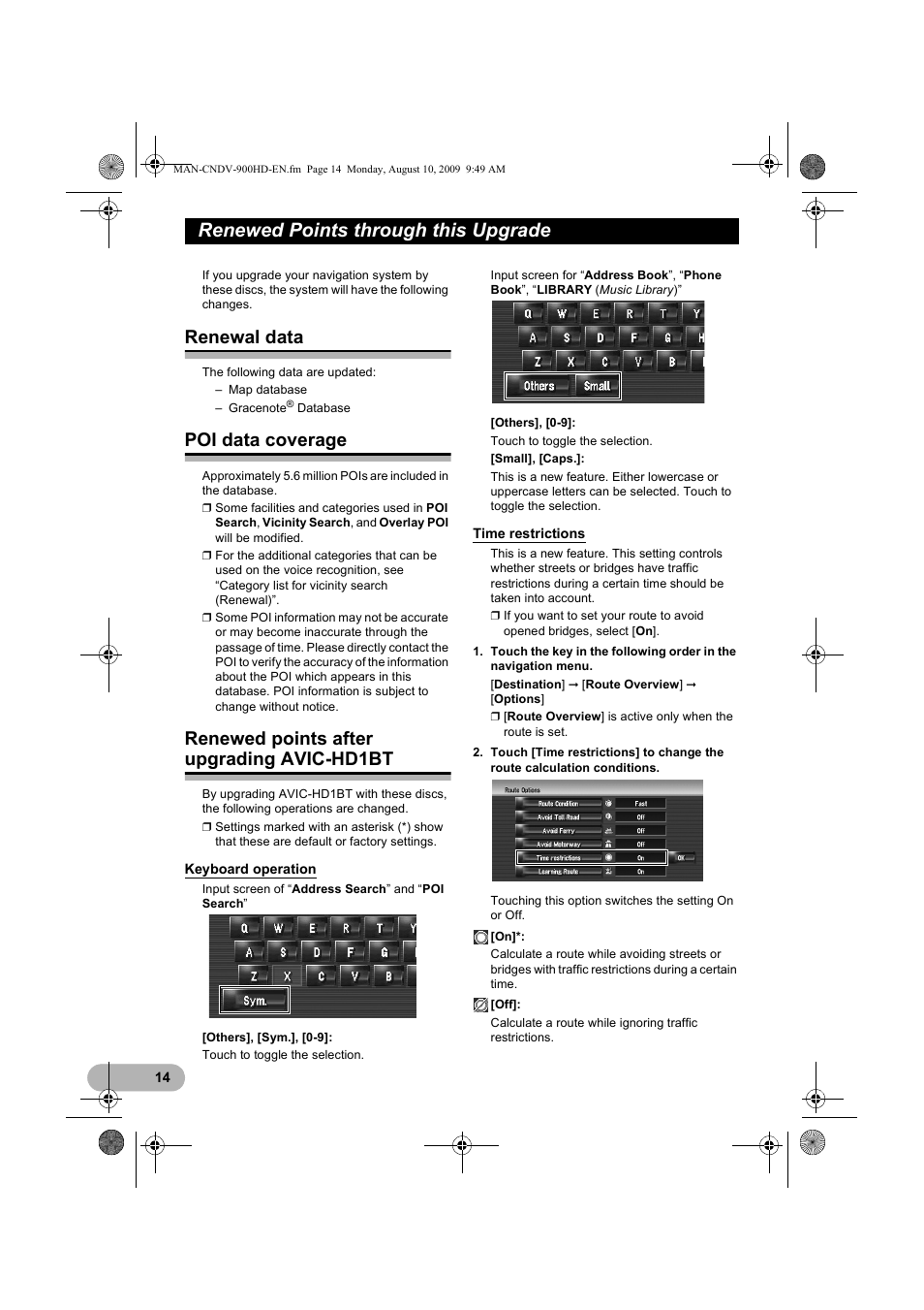 Renewed points through this upgrade, Renewal data, Poi data coverage | Renewed points after upgrading avic-hd1bt | Pioneer CNDV-900HD User Manual | Page 14 / 24