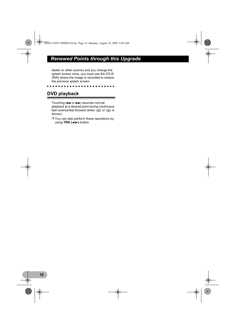 Renewed points through this upgrade, Dvd playback | Pioneer CNDV-900HD User Manual | Page 18 / 24