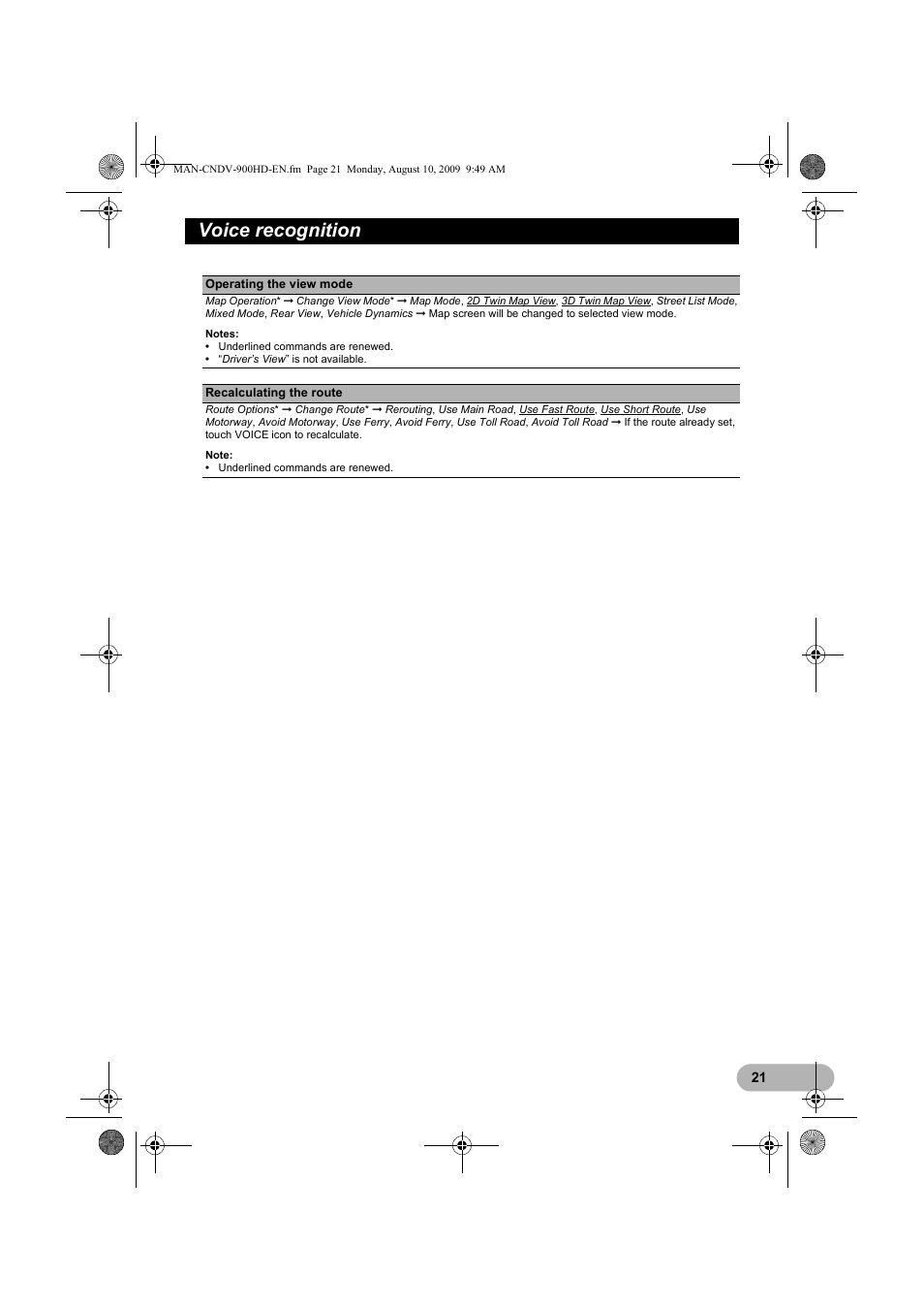 Voice recognition | Pioneer CNDV-900HD User Manual | Page 21 / 24