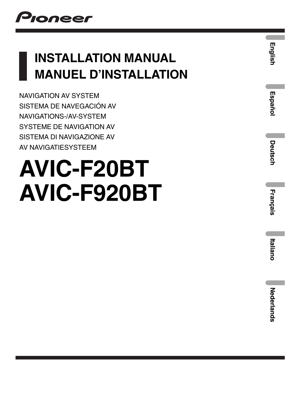 Pioneer AVIC-F9210BT User Manual | 172 pages