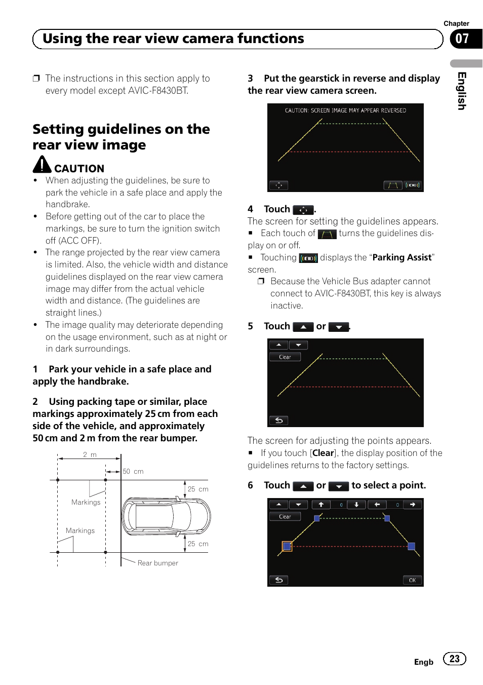 Image, Setting guidelines on the rear view image, 07 using the rear view camera functions | Pioneer AVIC-F9310BT User Manual | Page 23 / 128