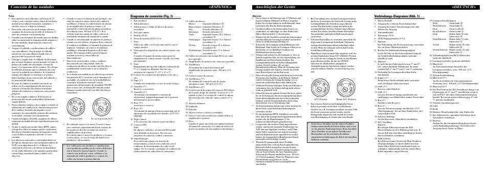 Conexión de las unidades <español, Anschließen der geräte <deutsch, Diagrama de conexión (fig. 1) | Verbindungs-diagramm (abb. 1) | Pioneer DEH-30MP User Manual | Page 6 / 8