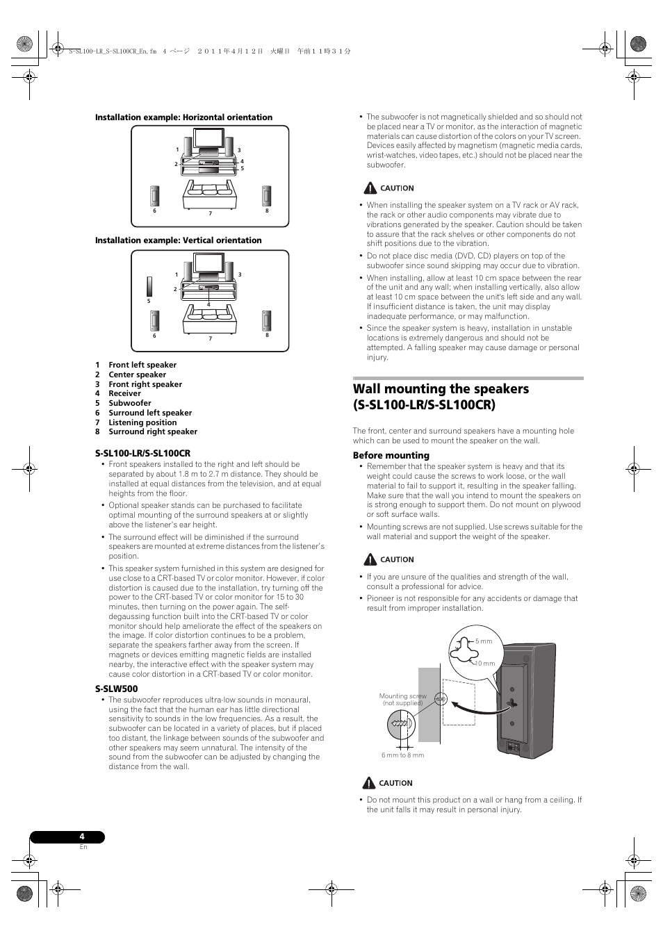 Pioneer HTP-SL100 User Manual | Page 4 / 80