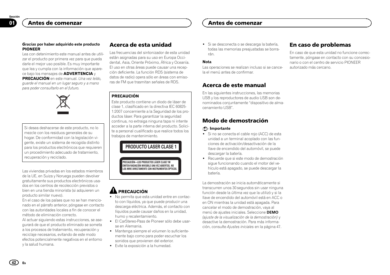 Español | Pioneer DEH-141UB User Manual | Page 42 / 100