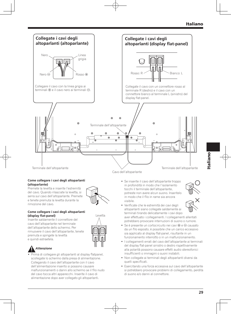 Italiano, Collegate i cavi degli altoparlanti (altoparlante) | Pioneer KRP-S02 User Manual | Page 29 / 56