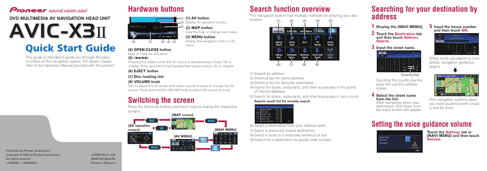 Pioneer AVIC-X3-II User Manual | 2 pages