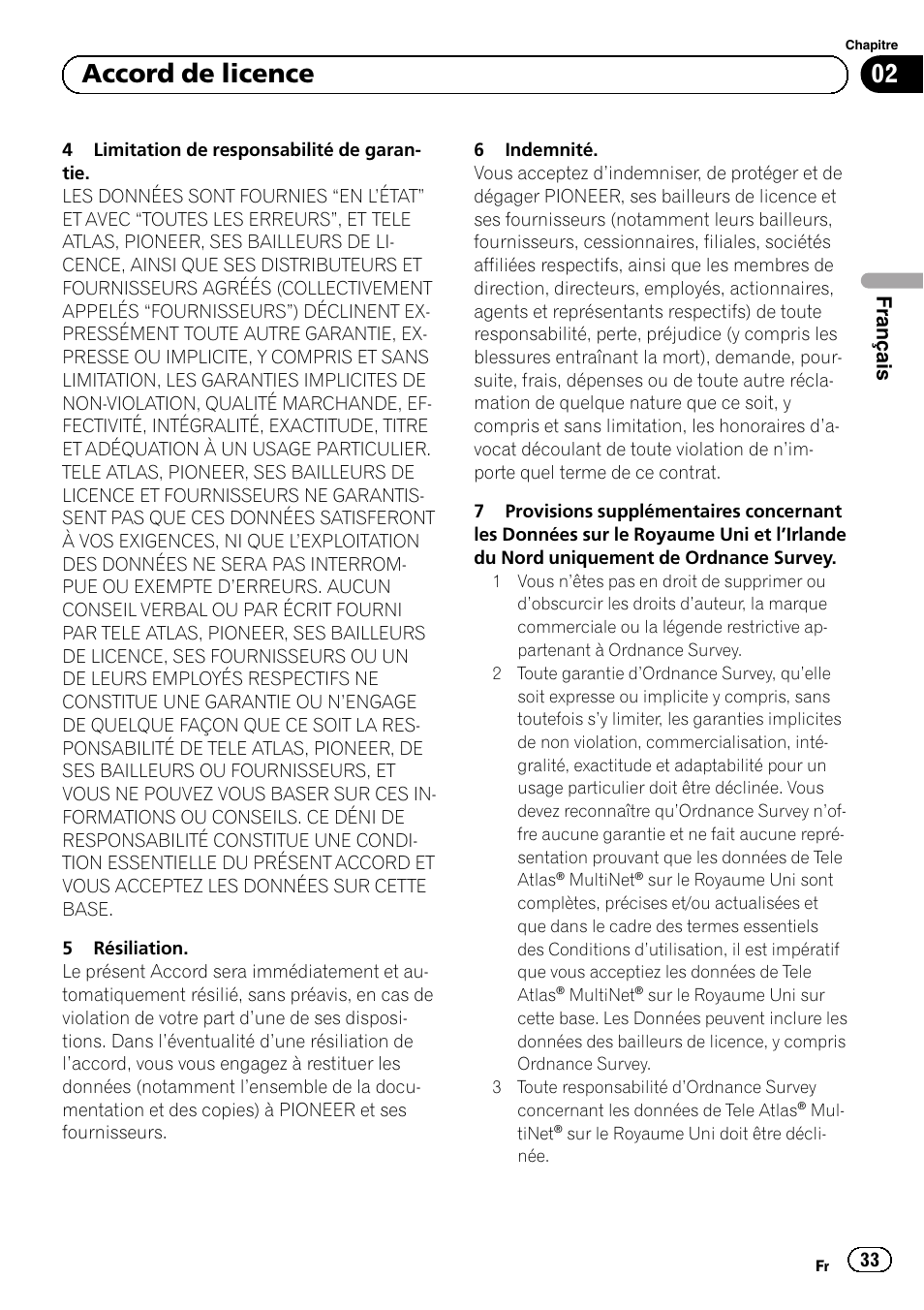 02 accord de licence | Pioneer AVIC-F30BT User Manual | Page 33 / 124
