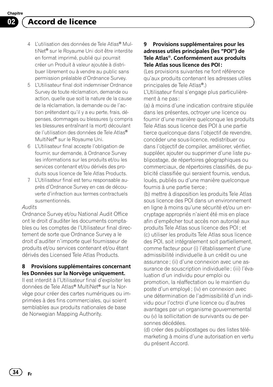 02 accord de licence | Pioneer AVIC-F30BT User Manual | Page 34 / 124