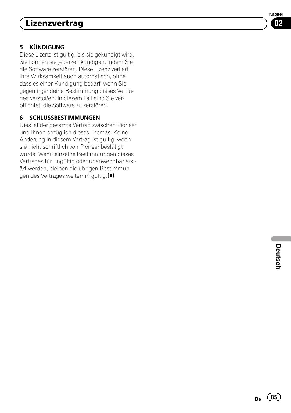 02 lizenzvertrag | Pioneer AVIC-F30BT User Manual | Page 85 / 124